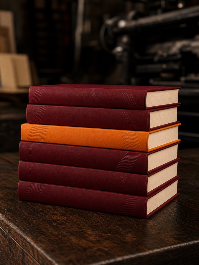 Pilha de livros de capa dura impressos pela Editora Dialética